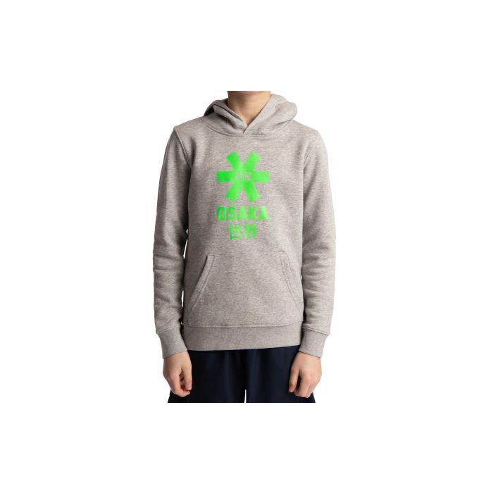 Kids Hoodie Green Star Heather Grey